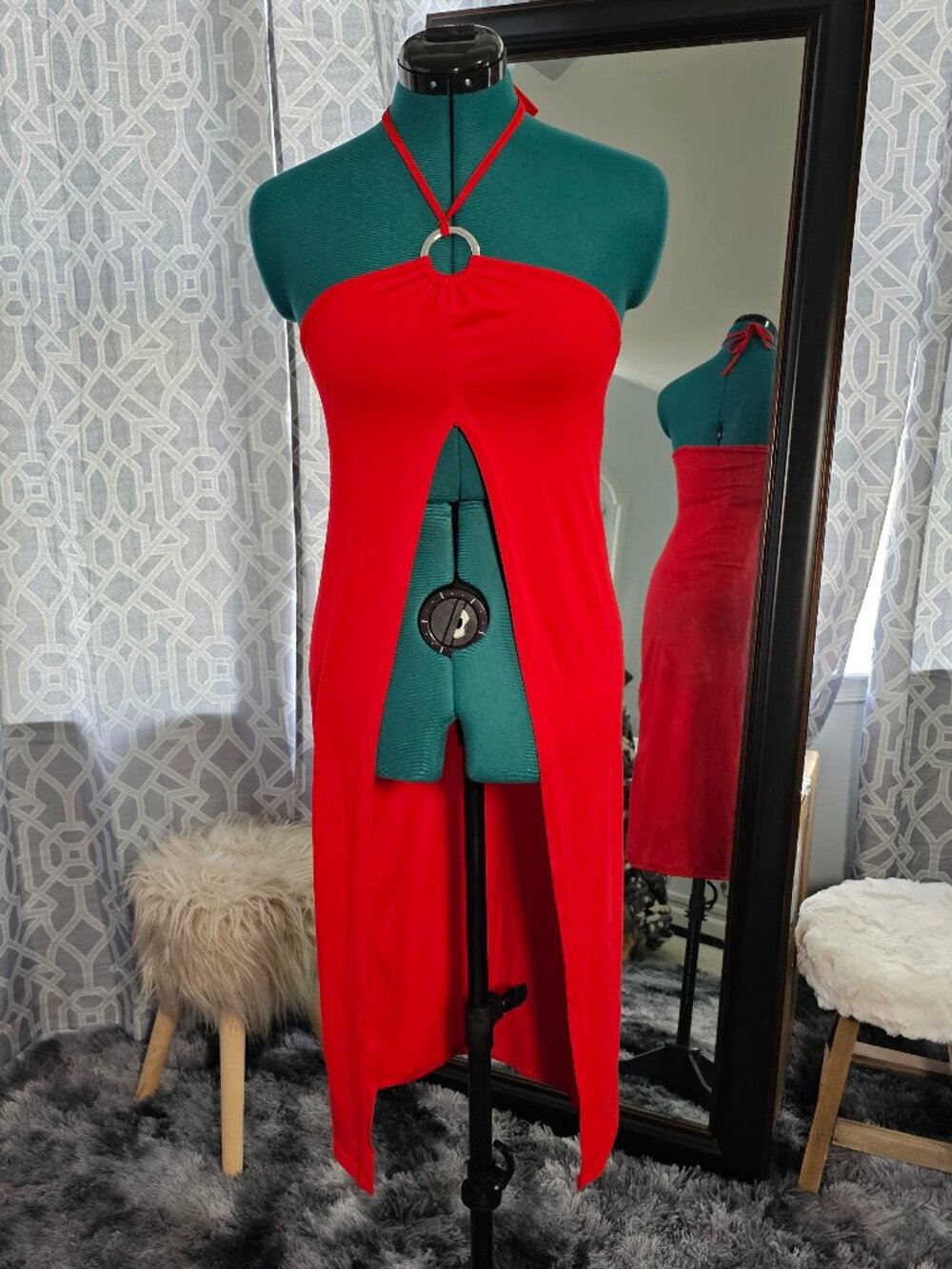 True Rock Red Halter‑Neck Resort Maxi / Swim Cover‑Up – Size M – NWT